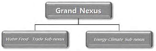 Tony Allan et al.(2015) 은기존의 Water-Food-Energy Nexus를 Grand Nexus 라고명명하고세분화된체계로 sub-nexus를제시함 13) 각각의 sub-nexus가 Grand-Nexus로통합되는것이 Water, Energy, Food 안보문제해결에시작점이될것이라주장함 [ 그림 2.8] Tony Allan et al.