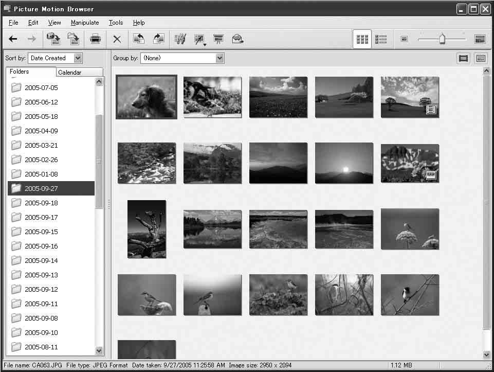 "Picture Motion Browser" 사용하기 주의 "Picture Motion Browser" 는 Macintosh 컴퓨터에는호환성이없습니다. "Picture Motion Browser" 에는다음과같은기능이있습니다. 카메라로촬영한화상을가져오기해서컴퓨터에표시. 컴퓨터의화상을촬영날짜별로달력에정리해서보기.