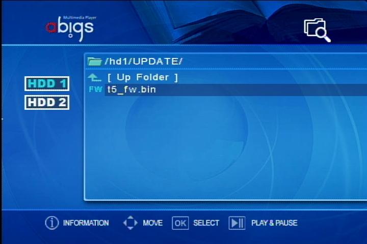 8. Update 폴더를선택하십시오 9. Update 폴더를열고화면과같이 T5_fw.bin을확인한후에 OK 버튼을누르십시오.