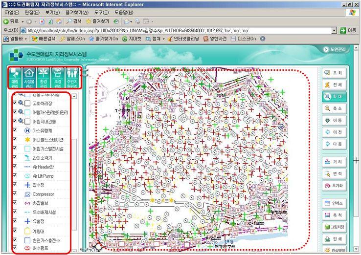 2. 지리정보시스템과 ap 상 Symbol 통일화 기존시스템의매립관리, 시설물관리, 환경관리, 조경관리, 주민지원관리등시스템좌단의서비스의각각의 Symbol 과우단의 ap 간의 Symbol