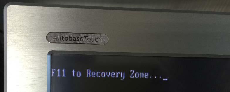 3 장시스템자동복구 시스템복구시 AutoBase Touch Panel에설치되어있는복구프로그램을이용하여간단히이전복구지점 ( 공장출고초기화 ) 으로시스템복구가가능하다. 3.