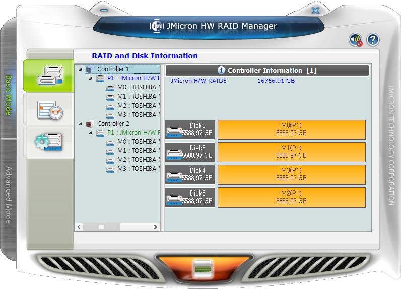 RAID and Disk Information RAID and Disk Information 창왼쪽의트리메뉴는해당플랫폼의모든컨트롤러와연결된 RAID 및디스크를보여줍니다. 트리항목을선택하면항목에해당하는실시간상세정보가오른쪽화면에표시됩니다.