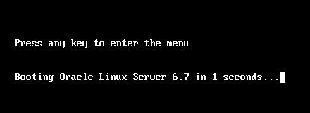 32 UEFI 부트 모드를 선택한 경우 Booting Oracle Linux Server 부트 화면이 표시됩니다.