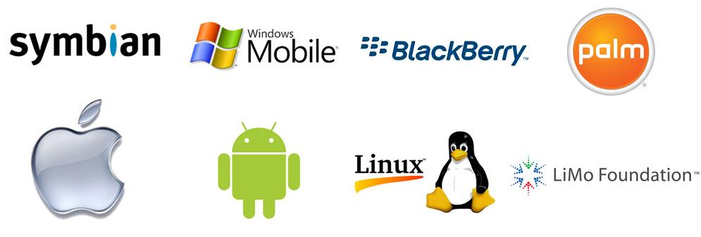 같은역할을하는다양한 OS들이각단말제조사들에의해채택되어사용되고있다. 대표적으로 Nokia 의심비안, Microsoft 의 Windows mobile, RIM의 Blackberry, 애플의아이폰OS, 최근시장을확대하고있는구글의안드로이드 (Android) 등이있다.