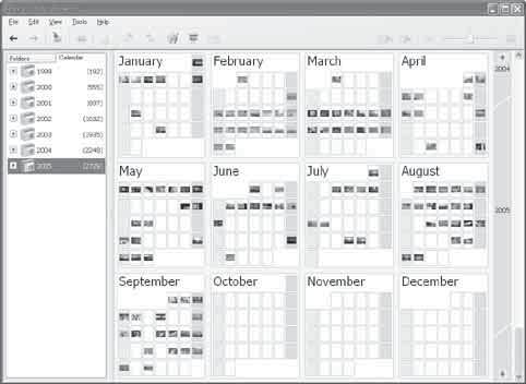 2 촬영날짜별로달력으로정돈된 "Viewed folders" 의화상보기 1 [Calendar] 탭을클릭하여주십시오.