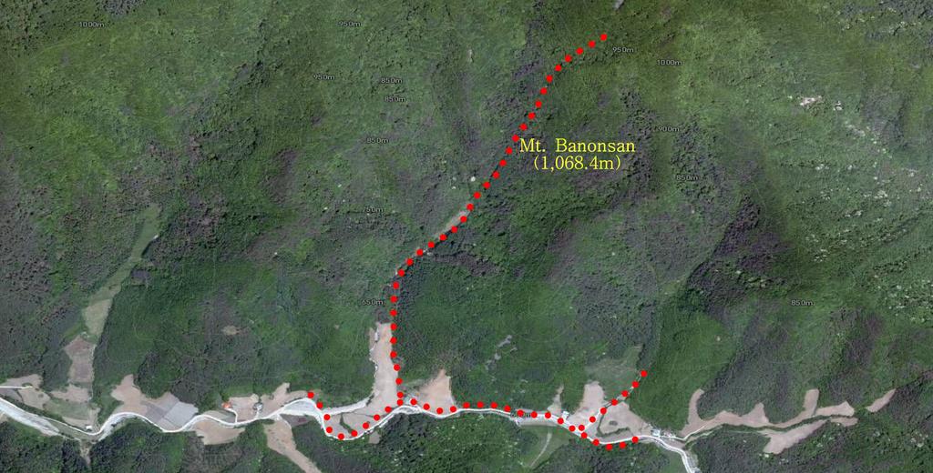 156 Jong-Su Lim, Shin-Young Park, Bong-Woo Lee and Dong-Gwang Jo Fig. 1. Location of survey site from Mt. Bannonsan (1,068.4 m) Korea National Arboretum.