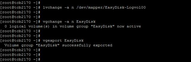 /dev/mapper/easydisk-logvol00 의미 : Logvol 비활성화명령어 : vgchange -a n EasyDisk ( Volume