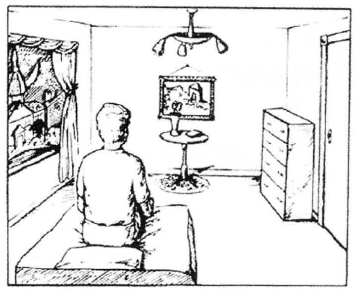뇌병변에의한시각이상 A B C Figure 7. Illustrations on the view and orientation looking forward. (A) This figure shows the orientation of the environment that would be seen by a normal person looking forward.