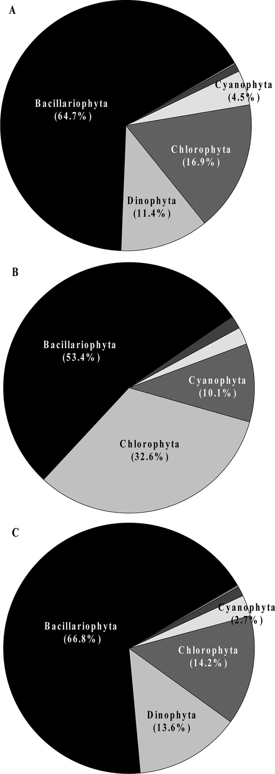 218 정미희 윤석현 Table 2. Species composition of phytoplankton in Nakdong river estuary and coastal area, 2011-2012 Phylum Class Order Family Genus Species Ratio (%) Bacillariophyta 3 28 44 76 260 64.