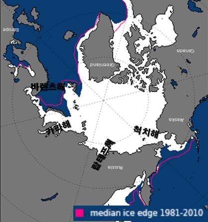 계절감시및분석 a) 2 월북극해빙면적및시계열 b) 눈덮임현황 자료출처 : National Snow and Ice Data(http://nsidc.