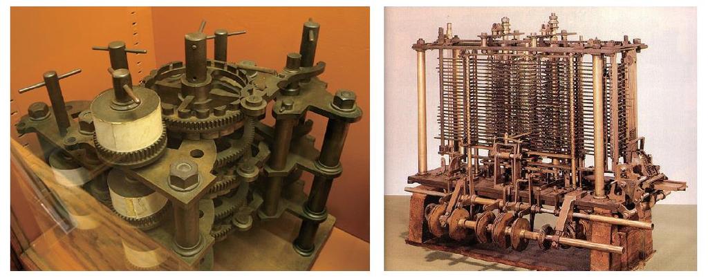 배비지의차분기관과해석기관 영국의수학자배비지는 1822 년다항함수를계산할수있는기계식계산기인차분기관고안,