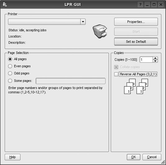 인쇄하기 응용프로그램에서인쇄하기 CUPS 인쇄를지원하는리눅스프로그램에서인쇄할수있습니다. 1 사용중인응용프로그램의 [File] 메뉴에서 [Print] 를선택하세요.