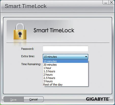 Save 를클릭해설정을저장한다음 Exit 을클릭해종료하십시오. Smart TimeLock 경고 : 기본종료시간 15 분전과 1 분전에경고가표시됩니다.