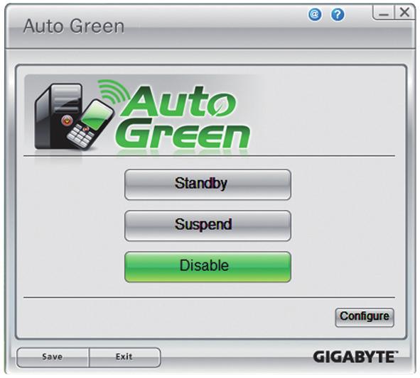 4-6 Auto Green Auto Green은블루투스휴대전화를이용해시스템절전을활성화하기위한간단한옵션을사용자에게제공하는간편한도구입니다. 전화기가컴퓨터의블루투스리시버의수신범위밖에있을때, 시스템은지정된절전모드에들어갑니다. Configuration 대화상자 : 우선블루투스휴대전화를이동식키로설정해야합니다.