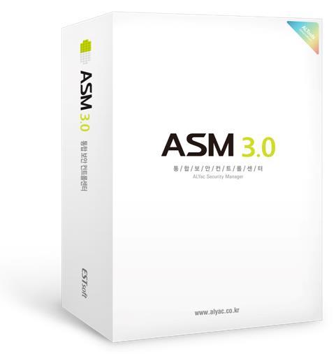 ASM 3.0 ASM(ALYac Security Manager) 3.0 은대규모기업환경에서사용자의 PC 에알약 3.0 클라이언트를배포하고 보안현황을모니터링및관리할수있는실시간통합보안관리솔루션입니다.