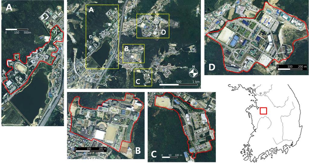 82 S. Kim et al. / Ecology and Resilient Infrastructure (2015) 2(1): 080-092 Fig. 1. Aerial photographs showing the study sites.