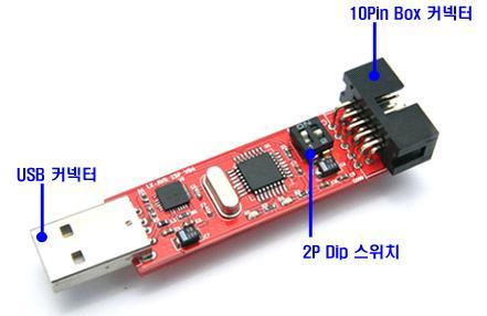 제품하드웨어구성 1.1 USB 커넥터 1. 2. 3. 4. 5V -(DM) +(DP) GND [ 표. USB 커넥터핀배치 ] 1.2 10Pin Box 커넥터 1. 3. 5. 7. 9.