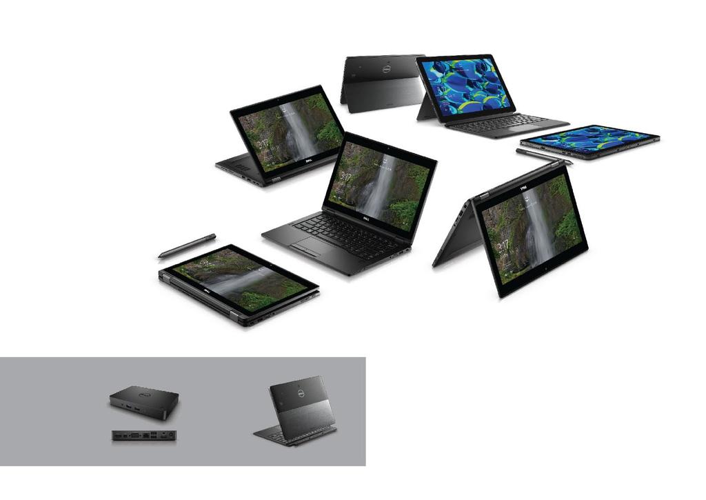 Dell Latitude 2-in-1 시리즈 유연성, 신뢰성및성능을담아비즈니스를위해설계된 2-in-1 엔터프라이즈급보안기능을갖춘 Latitude 2-in-1 시리즈는비즈니스상황에따라노트북에서태블릿으로, 태블릿에서노트북으로손쉽게전환이가능합니다. 내장킥스탠드평평한곳에올려두면킥스탠드가자동으로펼쳐지며, 다양한각도에서화면을볼수있도록최대 150 까지회전이가능합니다.