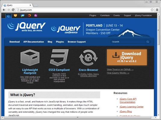 그림 1-3 jquery 공식웹사이트 주요특징 02 은다음과같습니다. DOM 요소선택 DOM 트래버설및수정 (CSS 1~3 지원.