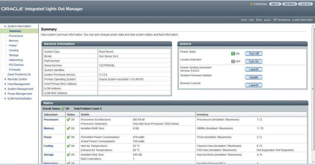 Oracle System Assistant Overview 화면이 나타납니다. 3. b. 단계 4 [24]로 진행합니다.