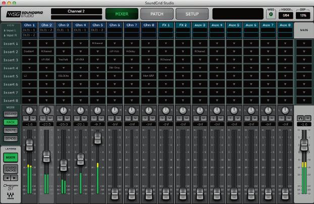 SoundGrid Studio SoundGrid Studio 어플리케이션은호스트컴퓨터에서실행되며, SoundGrid 네트워크에연결된모든소프트웨어및하드웨어를관리합니다. SoundGrid Studio는가장널리사용되는 DAW 및 Sound- Grid 오디오인터페이스는물론 ASIO 또는 Core Audio 호환인터페이스와완벽하게통합됩니다.