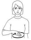 3. 지화 ( 자음 ) [ 나 + 주위를두루가리키는동작 ] 오른손바닥을가슴에댔다가손등이위로향하게하여오른쪽으로한바퀴크게돌린다. [ 주위를두루가리키는동작 ] 손바닥이위로향하게편오른손을밖으로원을그리며돌린다.
