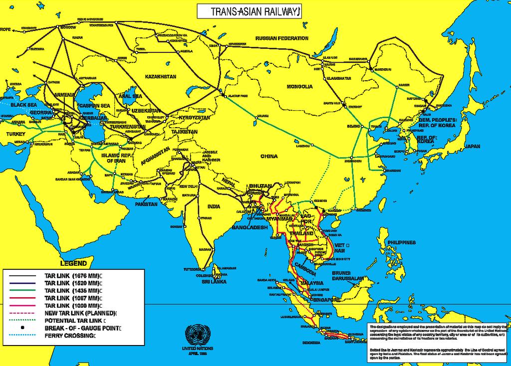 - 남노선 (Southern Corridor): 중국남부, 미얀마, 방글라데시, 인도, 파키스탄, 이란, 터키등 - 아세안 (ASEAN):
