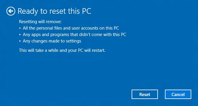 경고 "[Remove files and clean the drive] ( 파일제거및드라이브지우기 )" 를선택하면모든개인파일및계정뿐아니라 Windows 설치에영향을줄수있는기존드라이버가제거됩니다. 5.