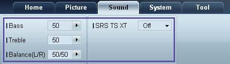 3 MDC 사용하기 3.3.10 소리조정하기 소리를설정할수있습니다. 세트목록에서원하는디스플레이장치목록을선택하고메뉴탭의 Sound 탭을선택하세요. 세트별로 Bass, Treble 항목을지원하지않는경우비활성화됩니다.