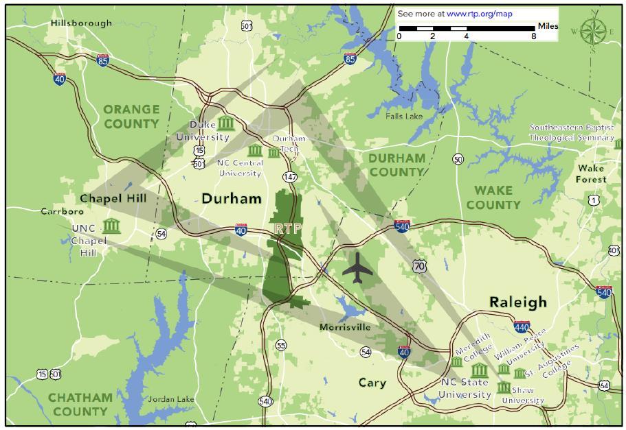 III. 해외지역창업생태계사례 : North Carolina 의리서치트라이앵글파크 3 개대학 (Duke, NCSU, UNC-Chapel Hill) 의적극적협력을통하여첨단산업클러스터로성장함 1 리서치트라이앵글파크추진내용