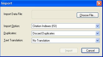 Filter 를이용한 Import CD-ROM 및온라인데이터베이스혹은 Tab 으로구분된텍스트등을 EndNote 라이브러리로가져오기하는기능으로다음과같이활용합니다. - 레퍼런스를저장할라이브러리를엽니다. - File 메뉴에서 Import 를선택합니다. - Choose File... 을선택하여가져오기를실행할파일을선택한후 OK 버튼을누릅니다.