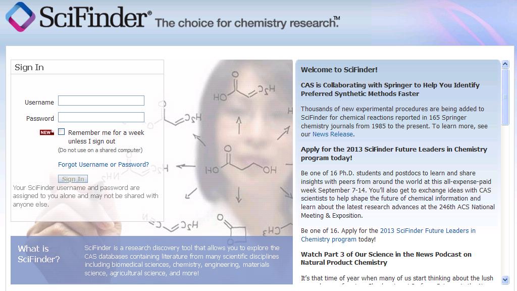 SciFinder - 과학 SciFInder Scholar (Web