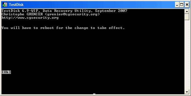 OK. NTFS. (( ^_^)) //. TestDisk You have to restart your Computer to access your data( ).. ^^ TestDisk,,., TestDisk. 14 2... (24) 2010.05.15 10:29. ^^ I I 2010.05.15 12:29 hl4cdp 2010.06.