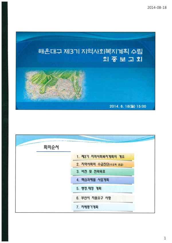 20개세부사업설명 해운대구의회보고 일 시 : 2014.09.