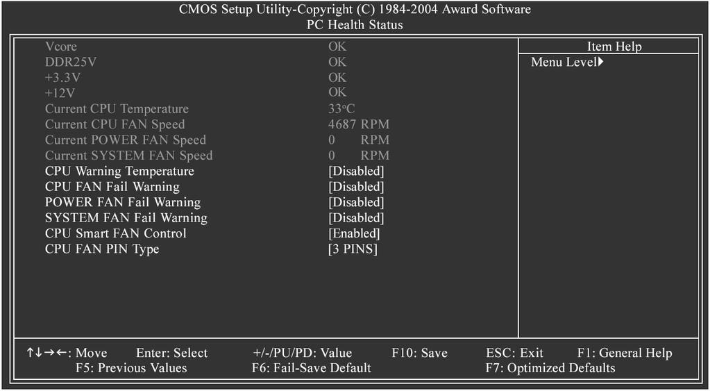 2-6 PC Health Status Current Voltage (V) Vcore / DDR25V / +3.3V / +12V 시스템의전압상태를자동으로감지합니다. Current CPU Temperature CPU 온도를자동으로감지합니다.