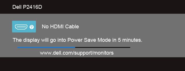 전원버튼이외의아무버튼이나누르면선택된입력에따라다음메시지가표시됩니다 : VGA, HDMI 또는 DP