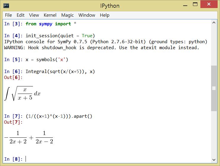 IPythn 에서 Sympy 를이용한수식표현 Sympy 를이용한부호적계산 그림 A.