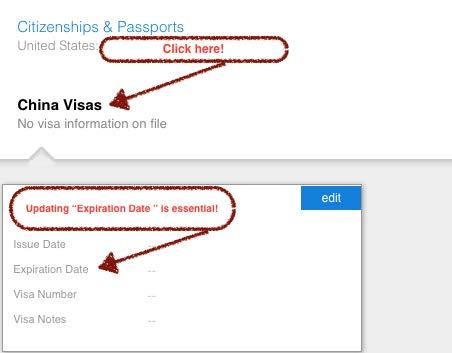 Step 3: Add or update China visa information : Please complete the information update before 7 th September.