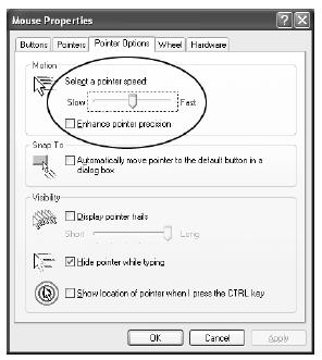 3. Windows ME: / Windows 95 마우스속도를중간위치에설정하십시오. 마우스가속은사용하지않도록설정하십시오. ( 고급을클릭하여대화상자에서설정 ) 4.