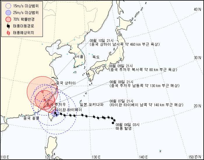 .. 대만상륙 8 호태풍 모라꼿 은서진하여 8월 7일 시경대만타이베이남쪽으로상 륙하였다.