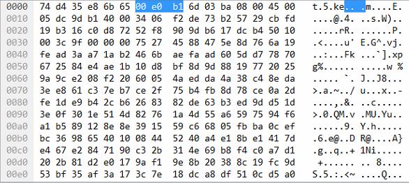 한국산학기술학회논문지제 17 권제 11 호, 2016 동일한방법으로, SSH 접속이이루어진상태에서패킷확인을해보았다. "Fig. 8" 과같이암호화접속이이루어진패킷속에서는사용자정보와암호정보를확인할수없었다. Fig. 10. Delay Time Analysis Fig. 8. Encrypted packet 4.