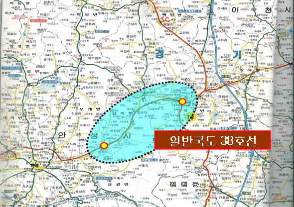 모바일매핑시스템을이용한거리표자동추출에관한연구 < 표 7> 국도변도로영상취득및거리표추출실험환경 촬영장소 일반국도 38호선 ( 경기도안성지역 ) 촬영일시 2007년 3월 7일 거리표설치개수 11개 ( 상행선 7개, 하행선 4개 ) 운행거리 약 22km( 상하행선왕복 ) 촬영간격 10m 날씨 맑음 [ 그림 17] 국도변도로영상취득및추출실험지역 < 표 8>