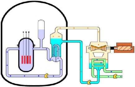 순환수 ( 해수 ) 펌프 최종냉각수 ( 해수 ) 비등경수로 의기본구성 격납용기 제어봉 가압기 증기 증기발생기 물 ( 급수 ) 터빈 발전기 노심 원자로용기