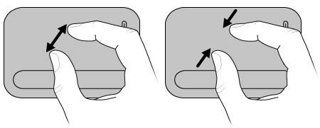 터치패드에손가락두개를벌린상태로올려놓은다음손가락을모아서개체의크기를줄이면해당항목을축소할수있습니다.