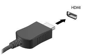 비디오또는오디오장치를 HDMI 포트에연결하려면다음과같이하십시오. 1. HDMI 케이블의한쪽끝을컴퓨터의 HDMI 포트에연결합니다. 2. 케이블의다른한쪽끝을장치제조업체의지침에따라비디오장치에연결합니다. 3. 컴퓨터의 f4 동작키를눌러컴퓨터에연결된디스플레이장치간이미지를전환합니다.