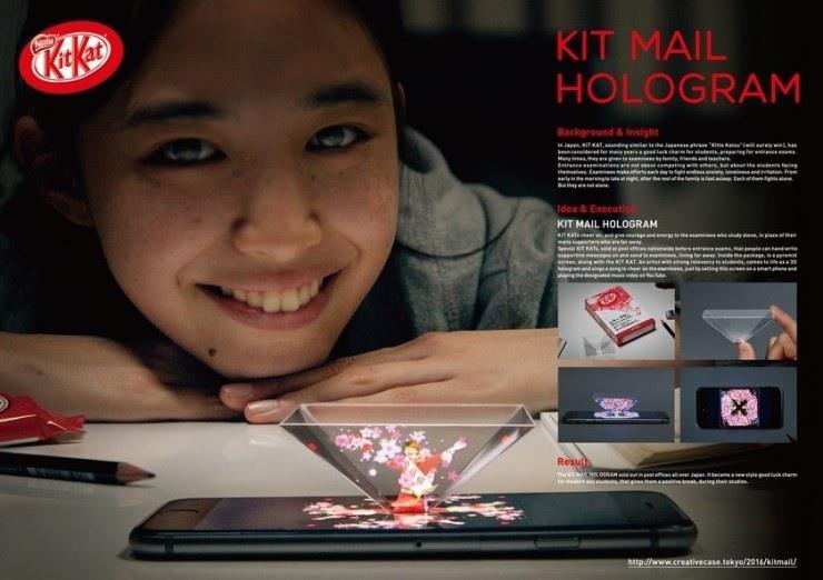 III. 모바일 < 해외 > 모바일기기에서홀로그램컨텐츠를구현한캠페인 KitKat KIT MAIL HOLOGRAM 제품패키지및홀로그램스크린설명 구분광고주 /