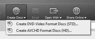 [AVCHD 디스크만들기 (HD)]: 고선명화질 (HD) 로 DVD 디스크에동영상을저장할수있습니다. [DVD-Video 디스크만들기 (STD)]: 표준화질 (STD) 로 DVD 디스크에동영상을저장할수있습니다. 고선명화질 (HD) 동영상을원본으로선택할수있습니다.