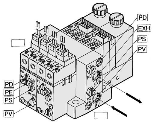 이젝터시스템 / ZX Series 매니폴드구성 / 시스템회로예 직관개별공기압공급을사용하지않는경우 직관개별공기압공급을사용한경우 좌측 ZX ZR