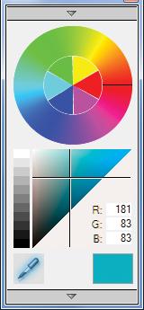 색상 을, 을누른다음색상쪽으로긋거나창 > Copic 라이브러리를선택하여 Copic 색상라이브러리에액세스하고 300개이상의색상중에서선택합니다. 참고 을그으면브러시가해당도면층에서기존색상픽셀을지웁니다. 색상편집기 (Windows) 1. RGB 4. 스포이드 2. 견본 ( 현재색상 ) 5. 색상환 3. 사용자화된팔레트 ( 드롭다운 ) 6.