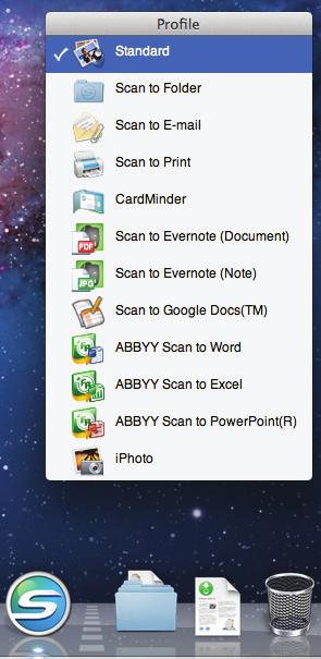 프로필 (Mac OS 고객용 ) 프로필 자주사용하는스캔설정을프로필로일단저장하면프로필을선택해서스캔목적에따라스캔설정을쉽게변경할수있습니다. 최대 20 개의프로필을관리할수있습니다.